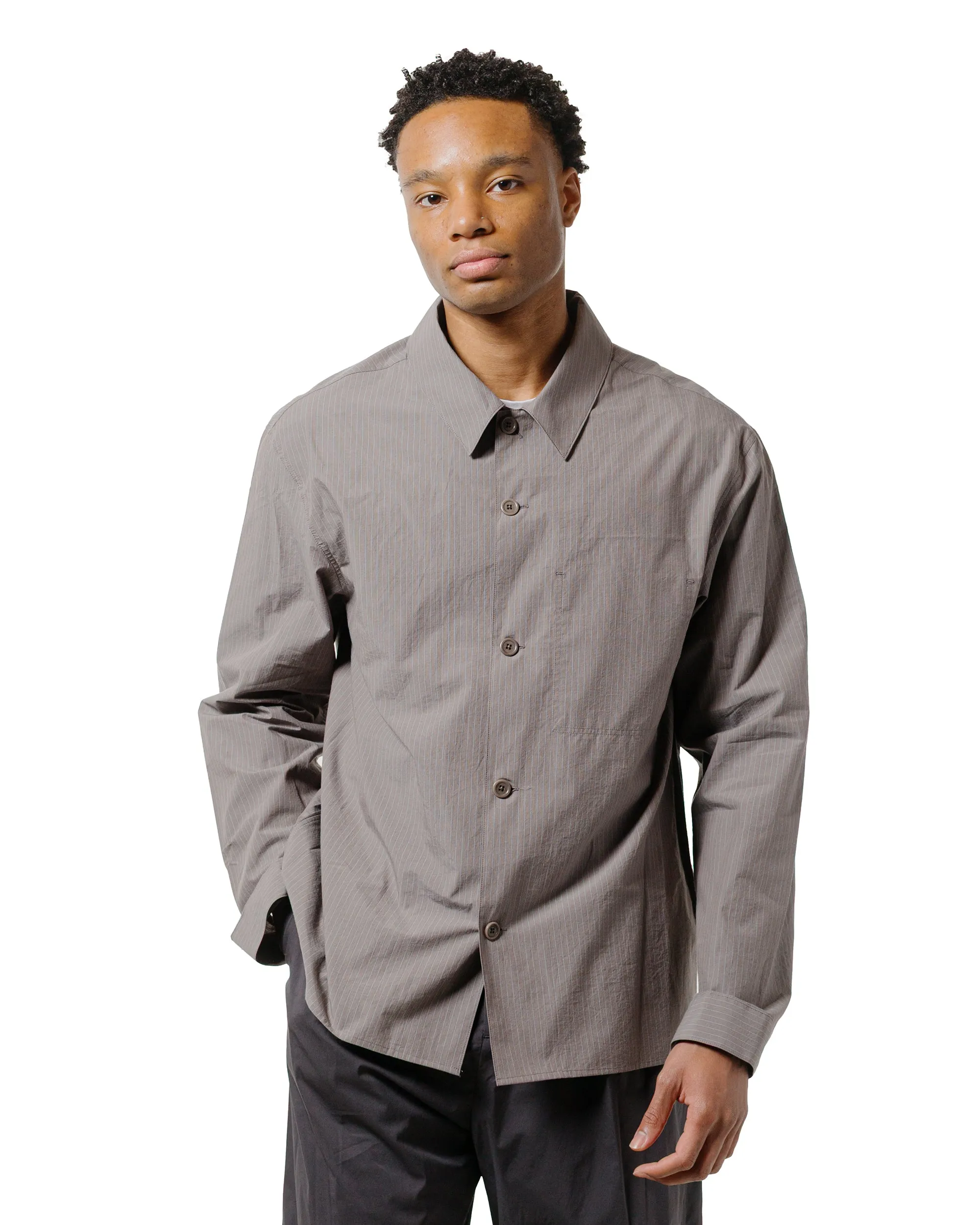 Amomento Stripe Pocket Shirts Grey