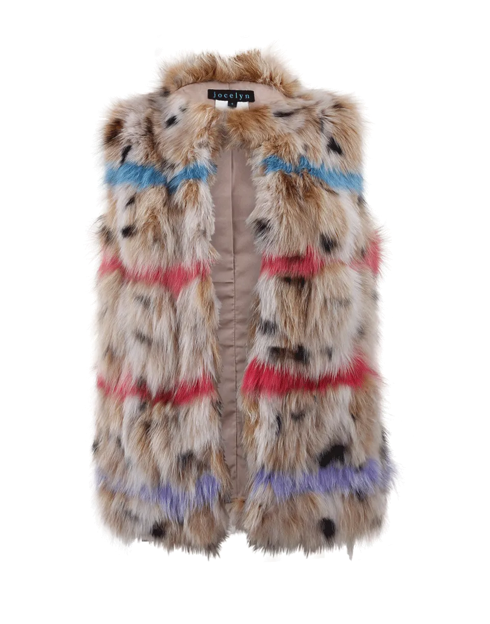 Animal Print Fox Fur Vest