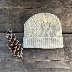 Aran Cable Watch Cap. Ivory
