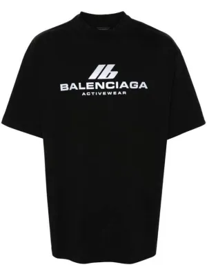 Balenciaga Activewear Medium Fit Short Sleeve T-Shirt Black