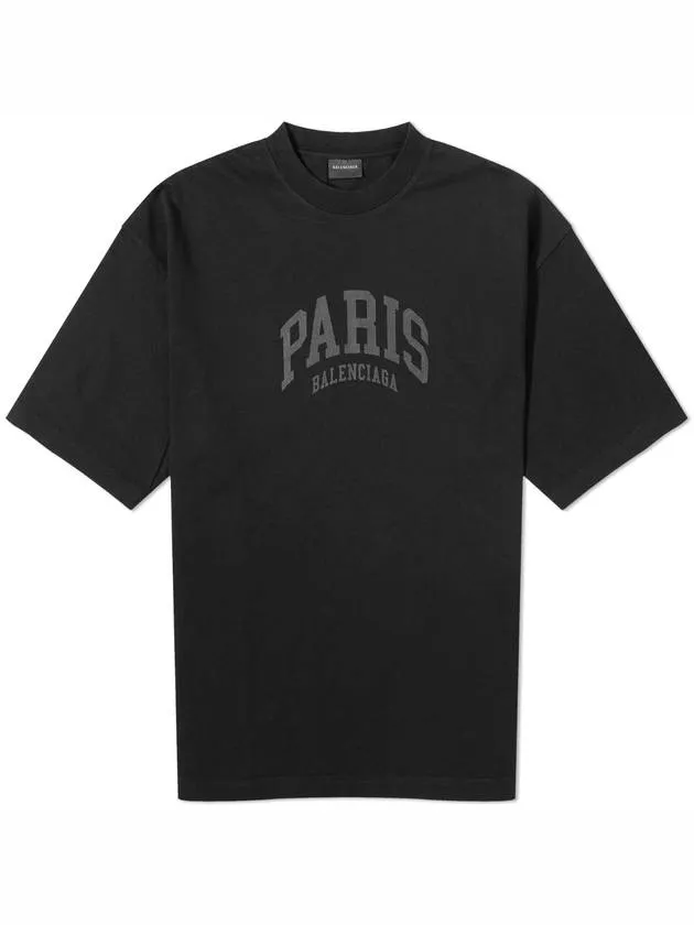 Balenciaga Cities Paris Logo Medium Short Sleeve T-Shirt Black