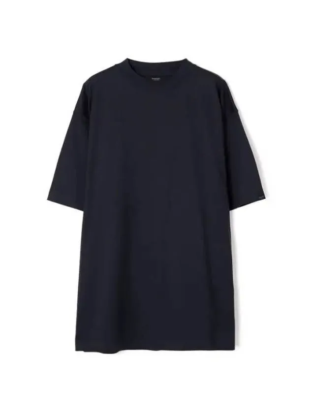 Balenciaga Cotton Crew Neck Short Sleeve T-Shirt Navy