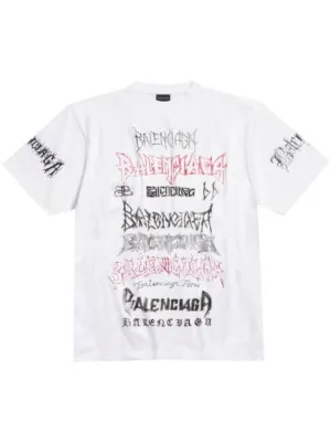 Balenciaga Cotton Crew Neck Short Sleeve T-shirt White