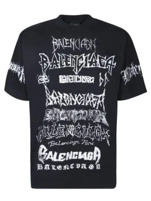 Balenciaga DIY Metal Cotton Short Sleeve T-Shirt Black