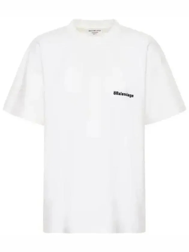 Balenciaga Embroided Logo Short Sleeve T-Shirt White