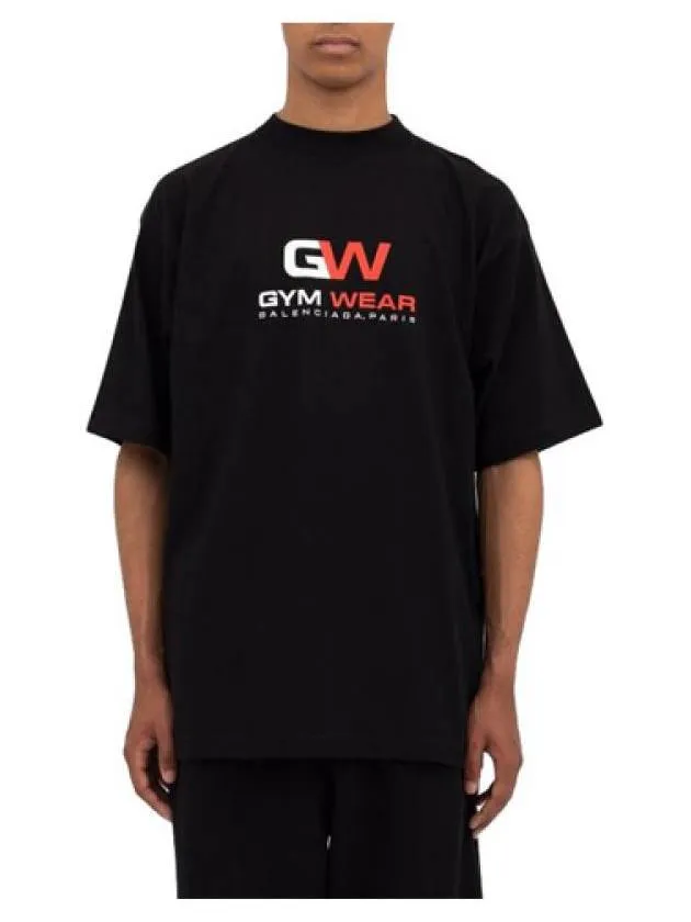 Balenciaga Gym Wear Logo Print Short Sleeve T-Shirt Black