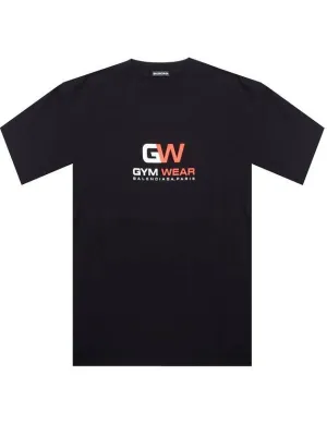 Balenciaga Gym Wear Logo Print Short Sleeve T-Shirt Black