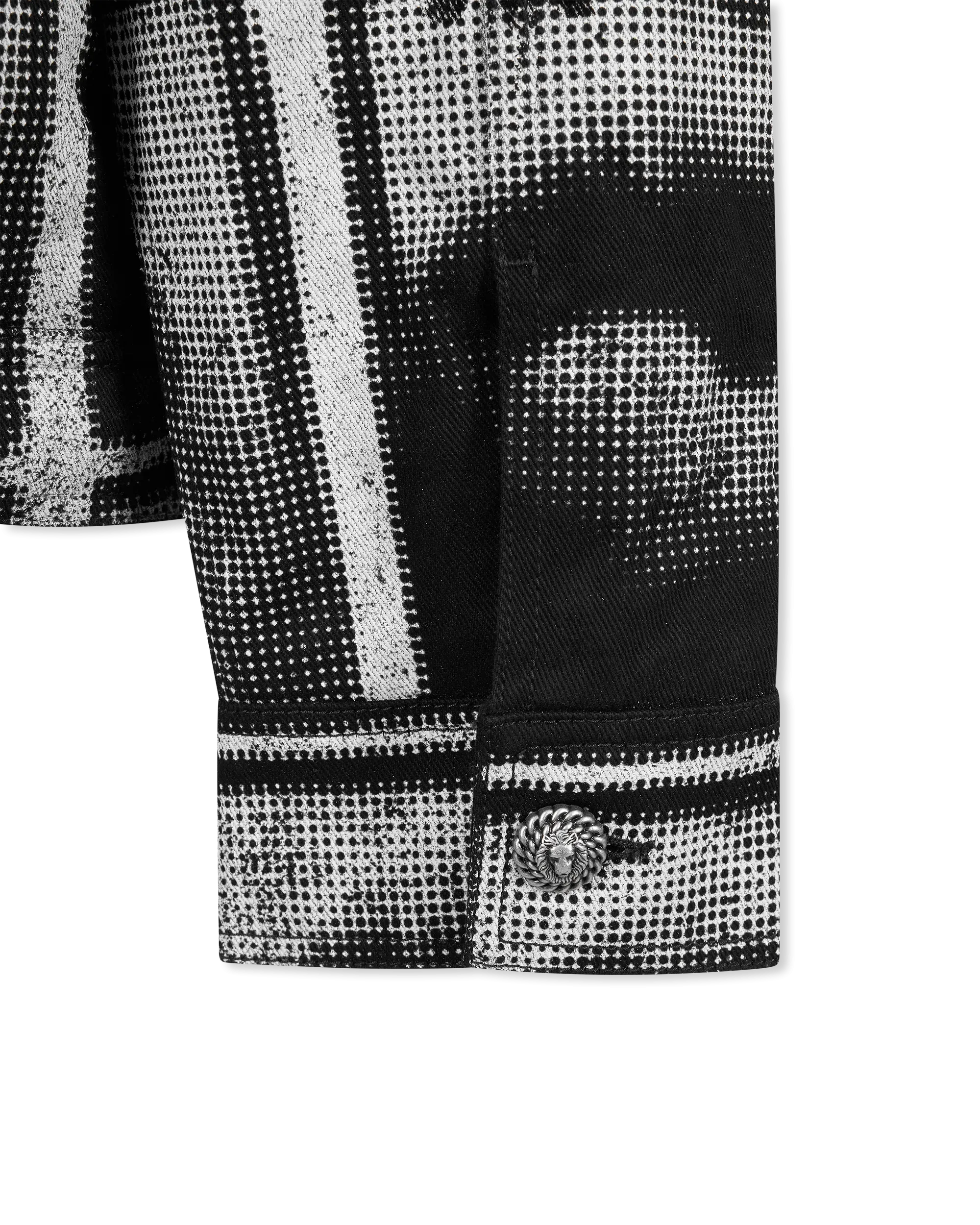 Boucl Collar Printed Lips Denim Jacket