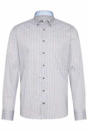 BUGATTI Printed Twill Cotton Shirts BROWN GREY