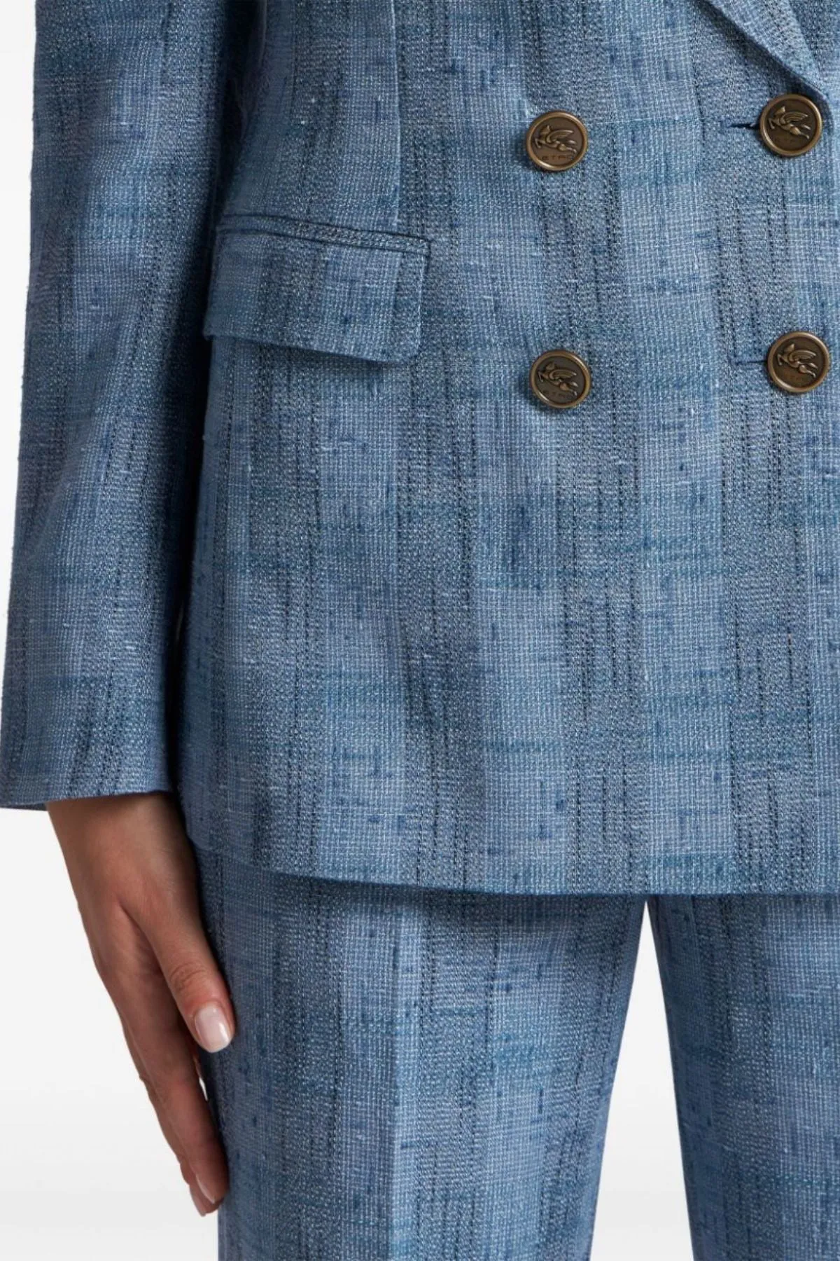 Etro Check Double Breasted Blazer - Blue