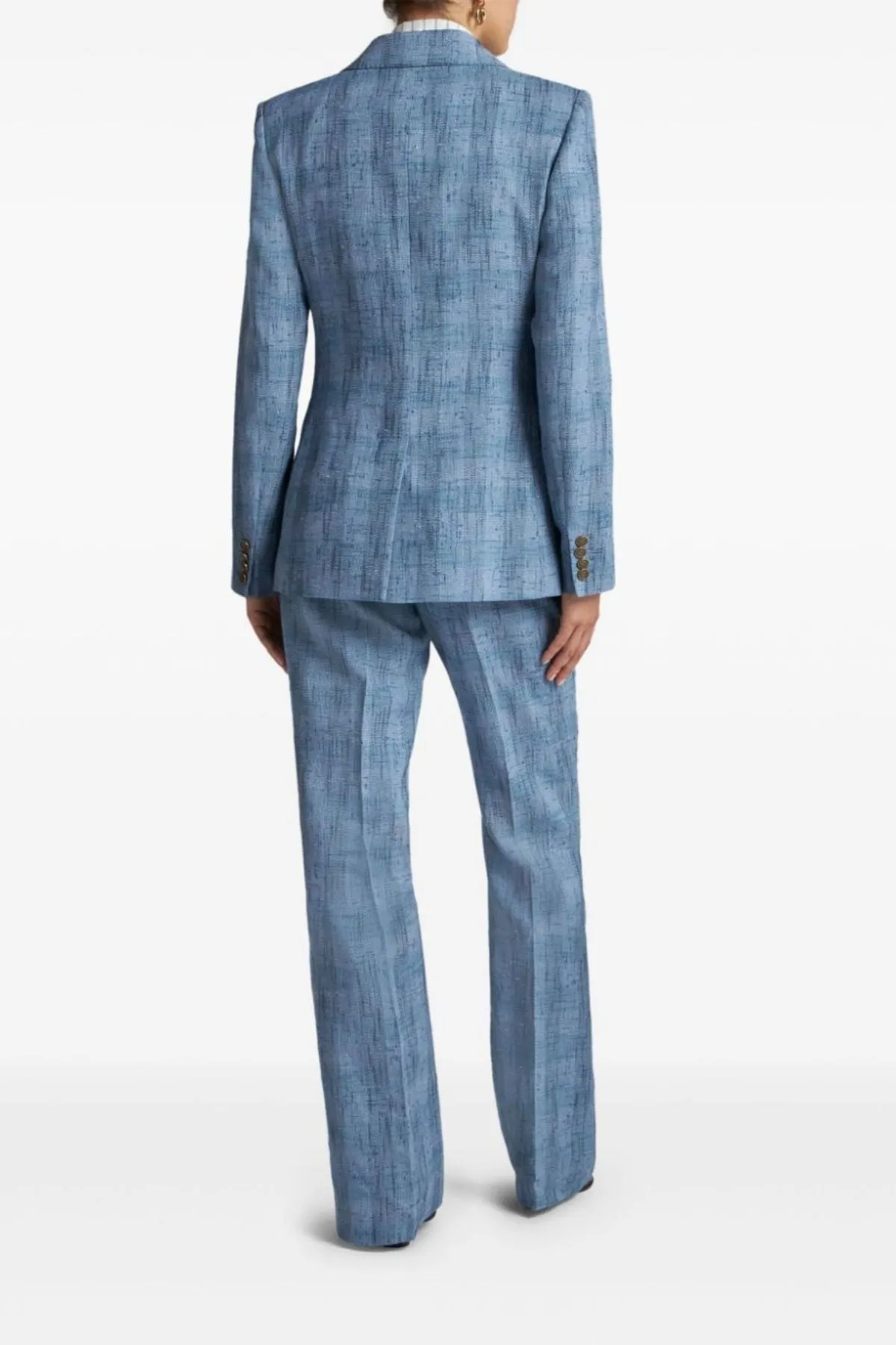 Etro Check Double Breasted Blazer - Blue