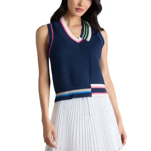 G/Fore Women's Engineered Stripe Sweater Golf Vest - Twilight