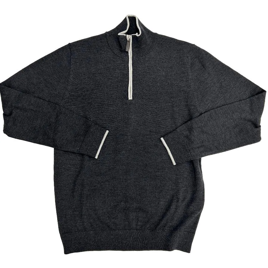 Hagen Merino Quarter Zip Sweater (Black/Grey)