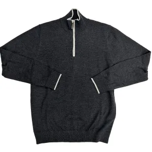 Hagen Merino Quarter Zip Sweater (Black/Grey)