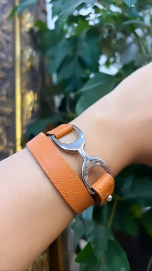 Herms Orange Leather Bracelet - Suits Wrist Size 6