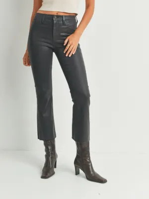 Just Black Coated Crop Flare - Dark Brown