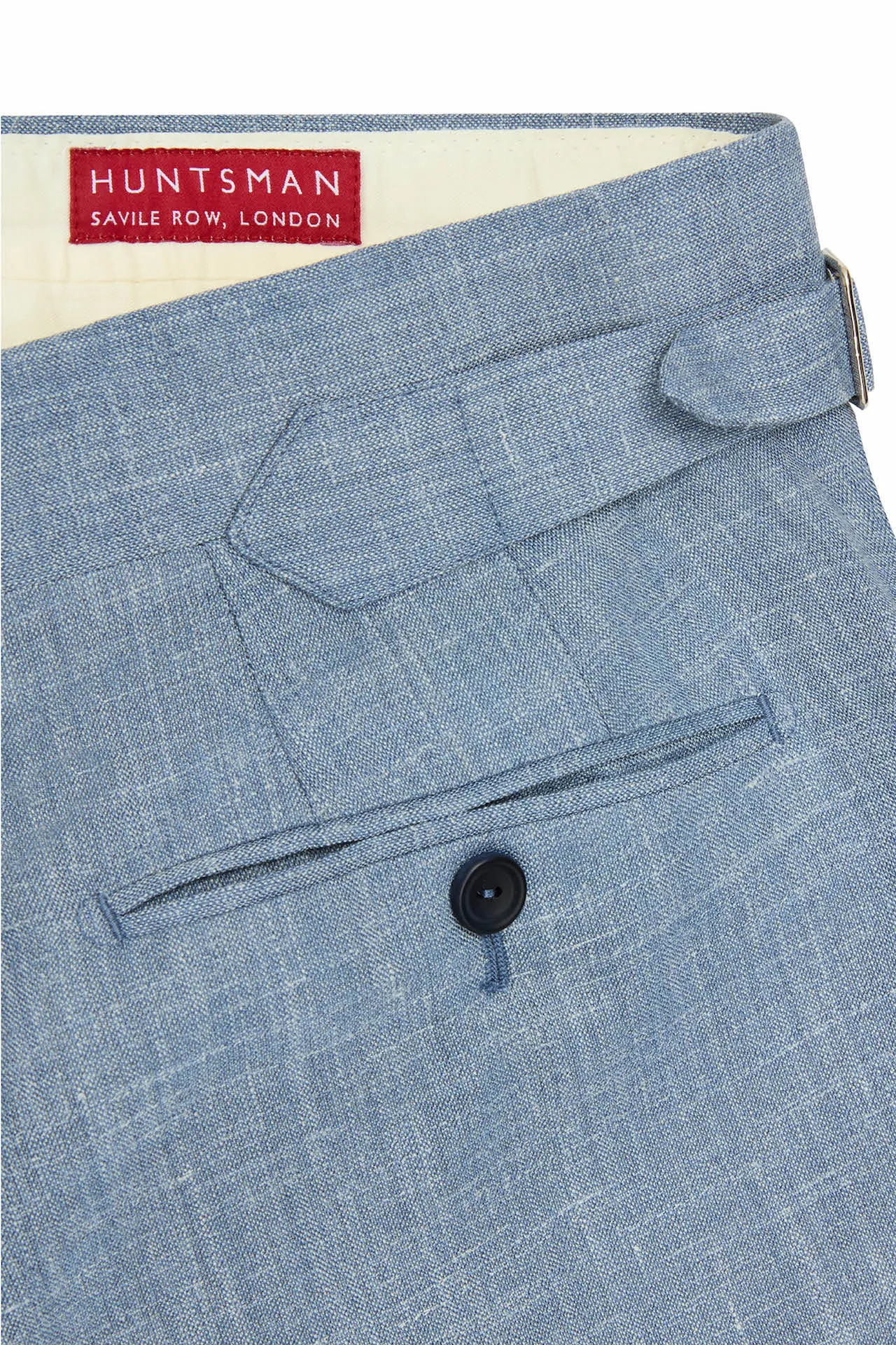 Light Blue Wool. Silk & Linen Trousers