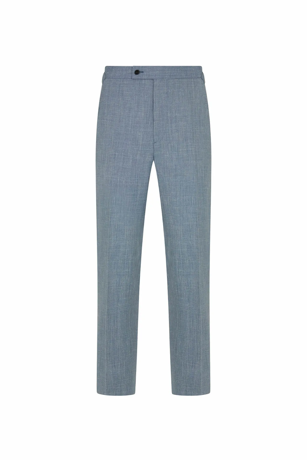 Light Blue Wool. Silk & Linen Trousers