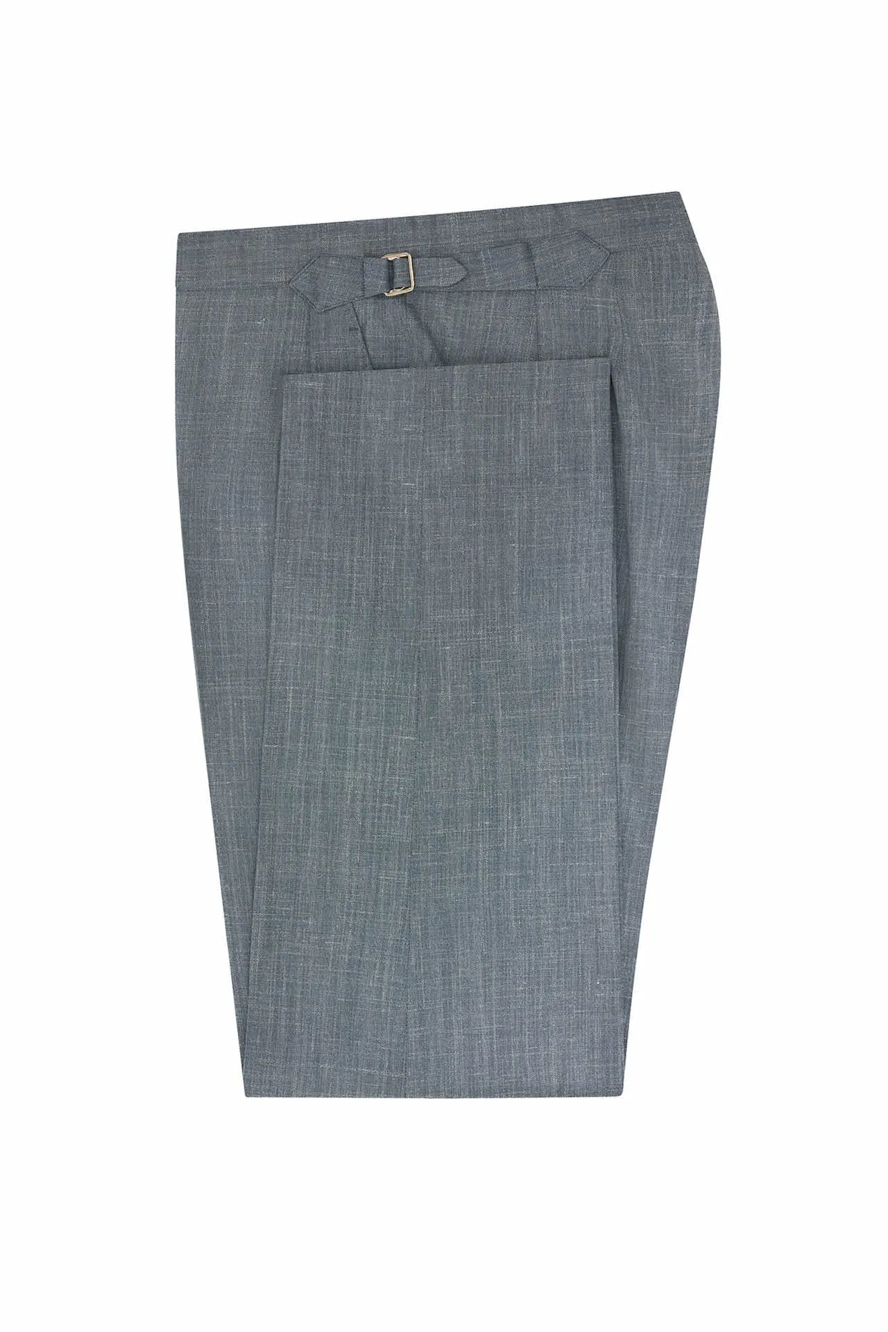 Light Blue Wool. Silk & Linen Trousers