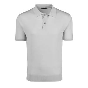Napeague Short Sleeve Sweater Polo - Light Grey Heather | Greyson Clothiers