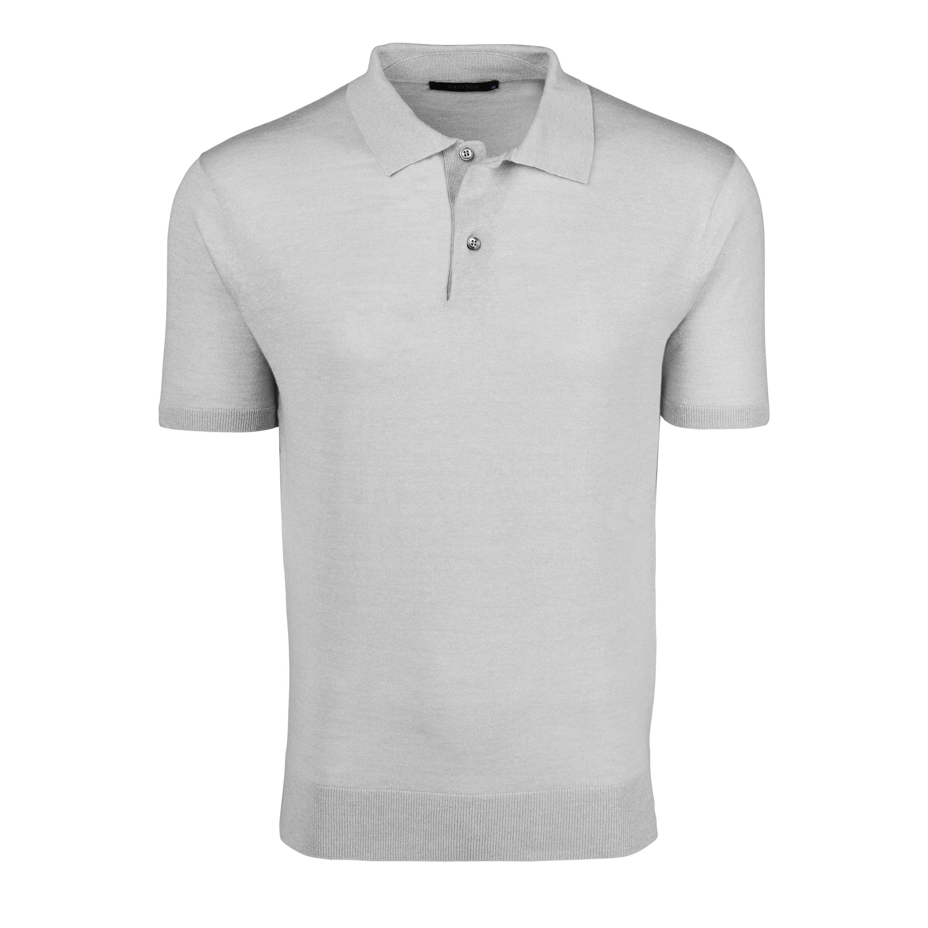 Napeague Short Sleeve Sweater Polo - Light Grey Heather | Greyson Clothiers