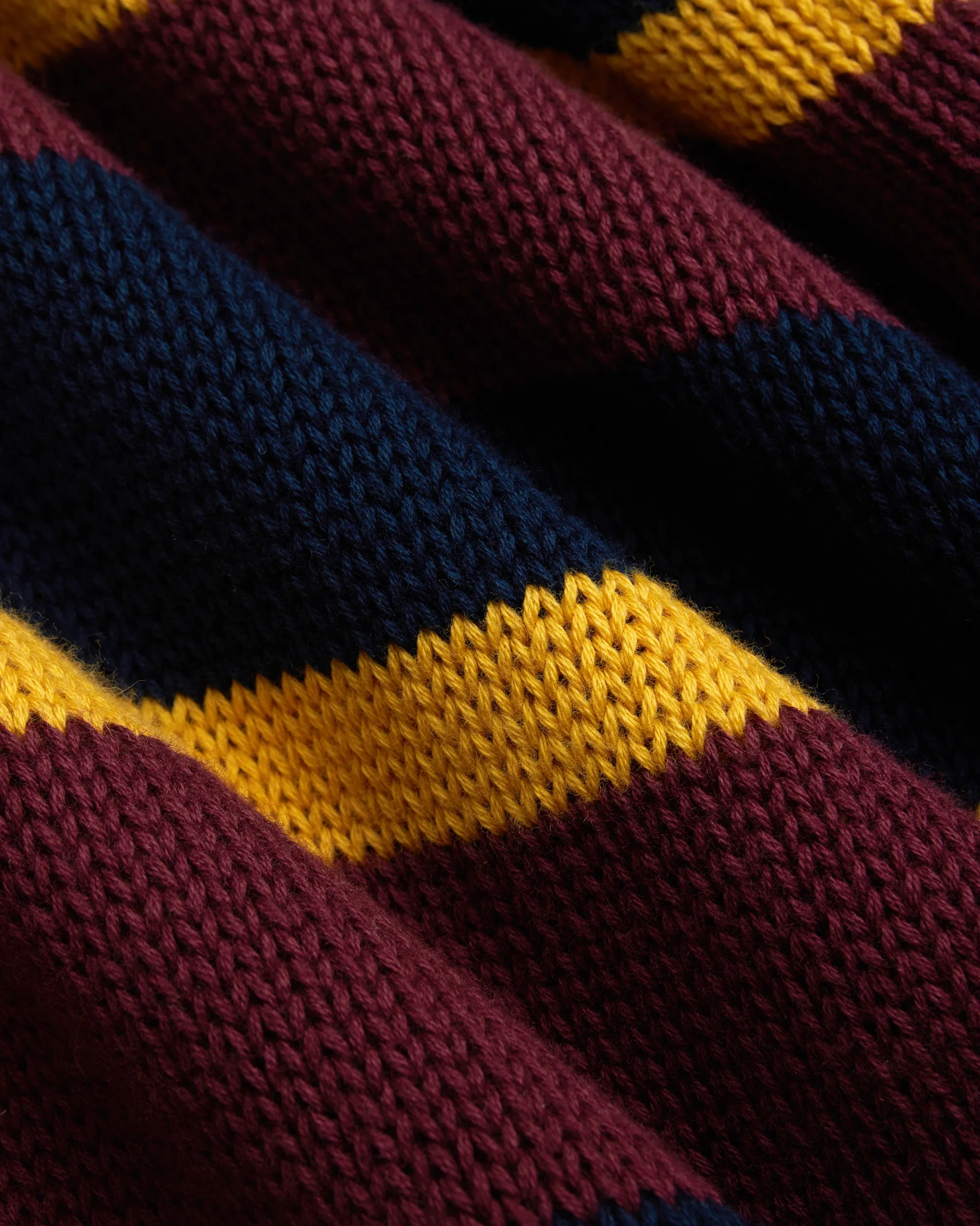 NAVY/BURGUNDY STRIPE CREWNECK SWEATER - TRIM FIT