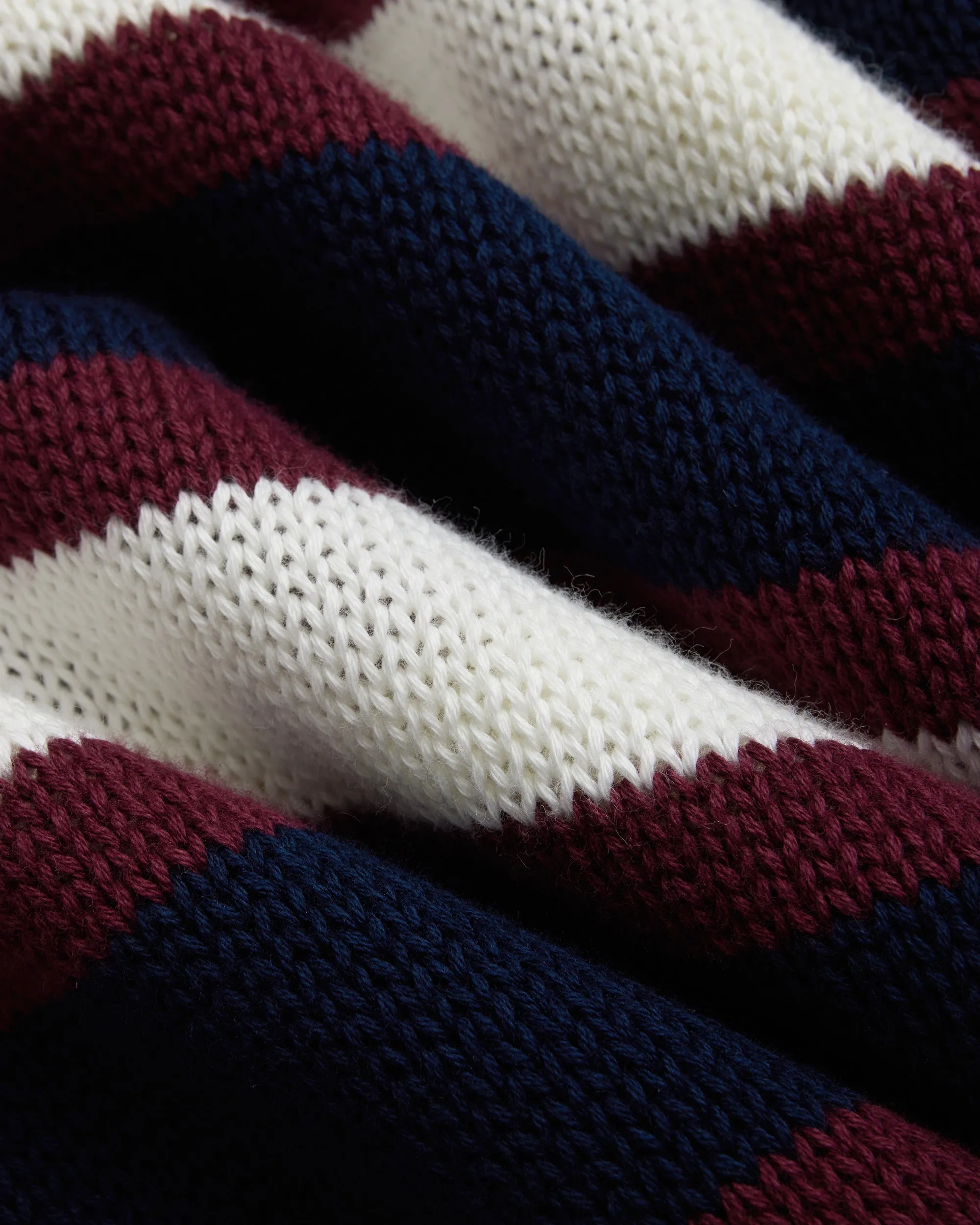 NAVY/CREAM STRIPE CREWNECK SWEATER - TRIM FIT