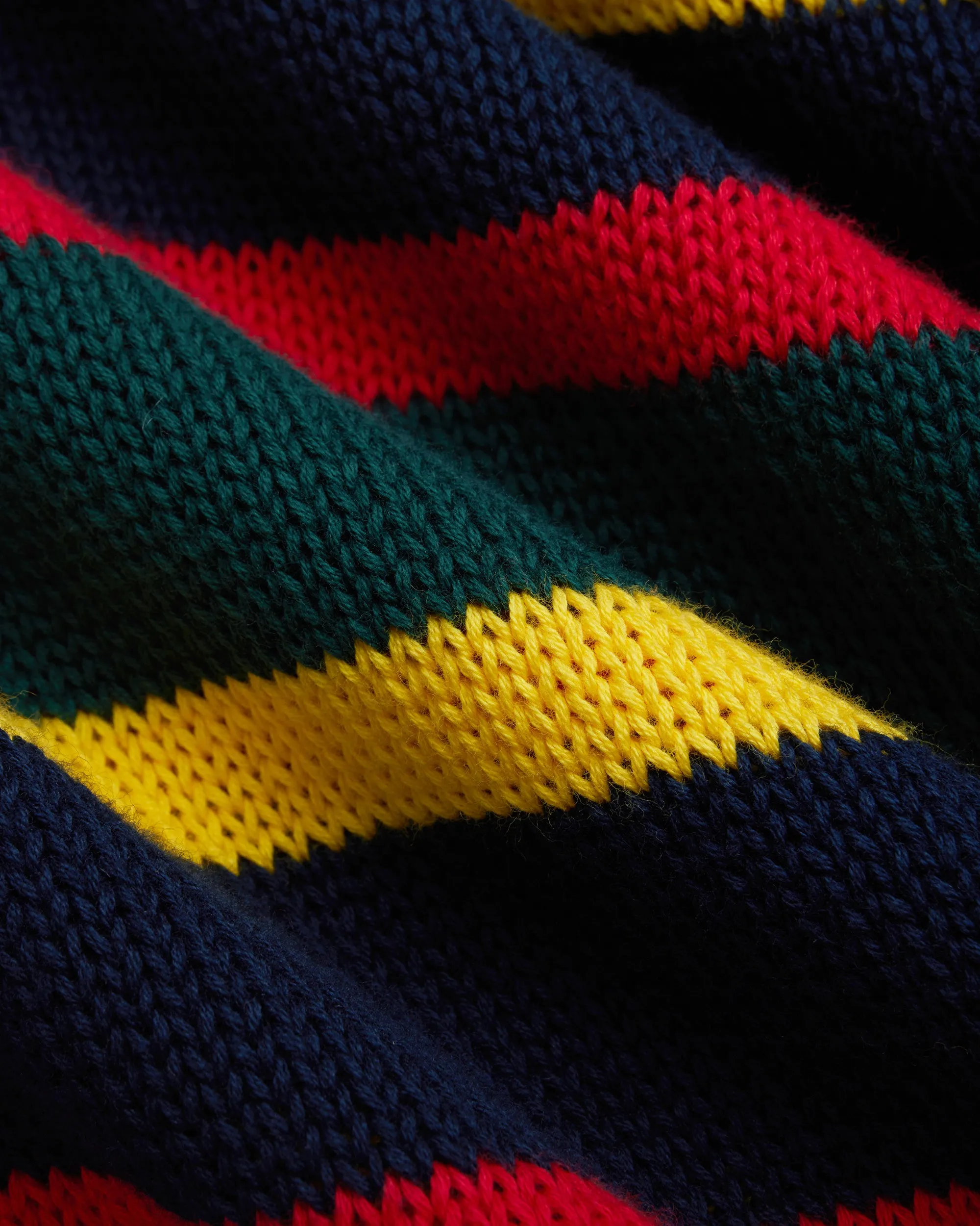 NAVY/GREEN STRIPE CREWNECK SWEATER - TRIM FIT
