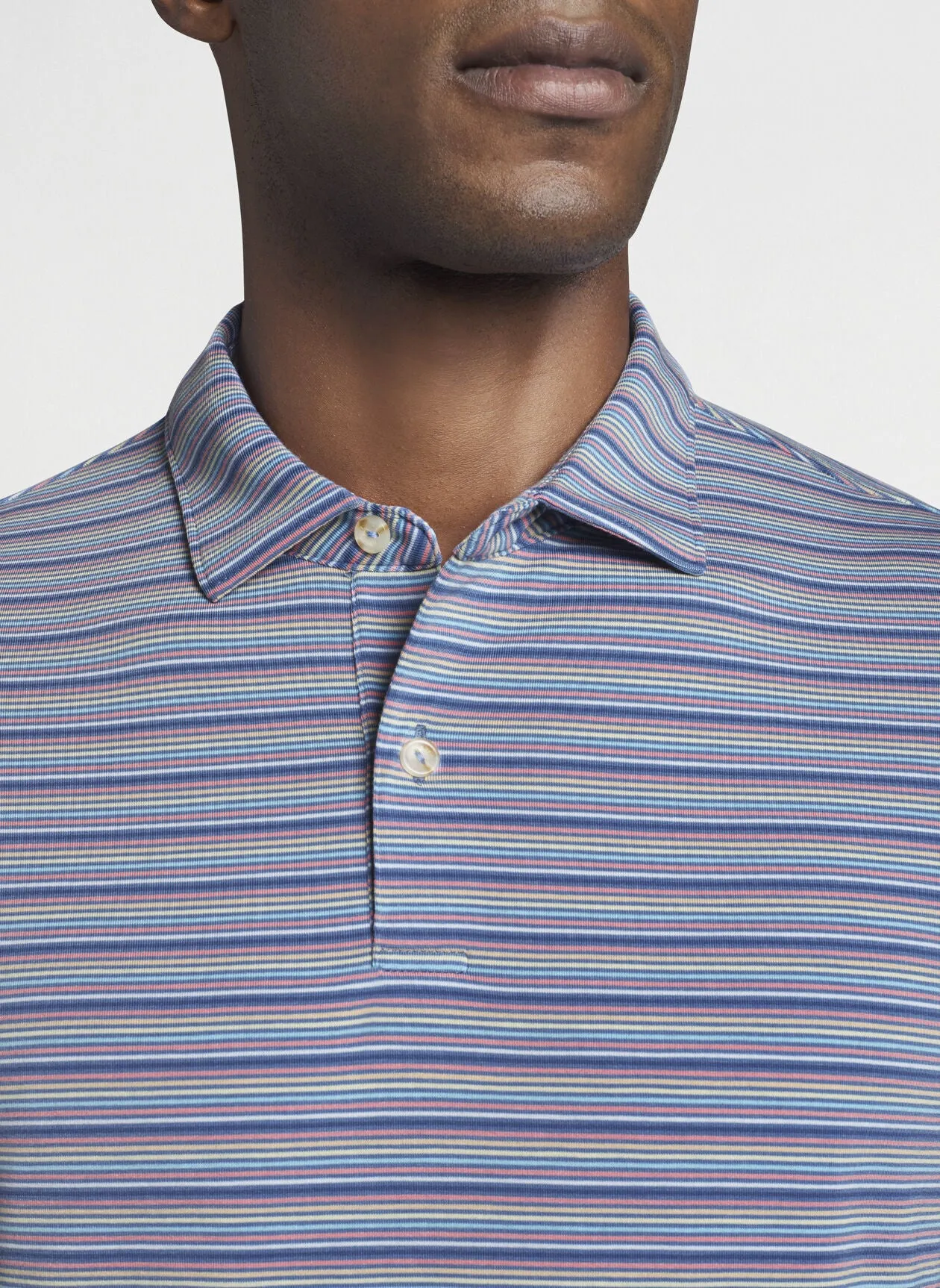 Peter Millar drirelease Natural Touch Captain Stripe Polo | Blu