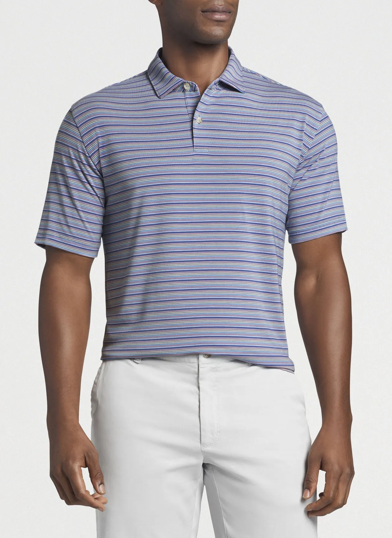 Peter Millar drirelease Natural Touch Captain Stripe Polo | Blu