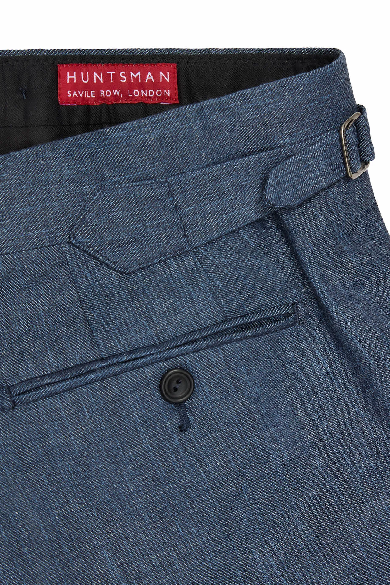 Petrol Blue Wool. Silk & Linen Trousers