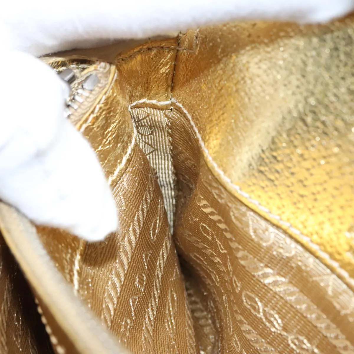 Prada -- Gold Leather Accessories