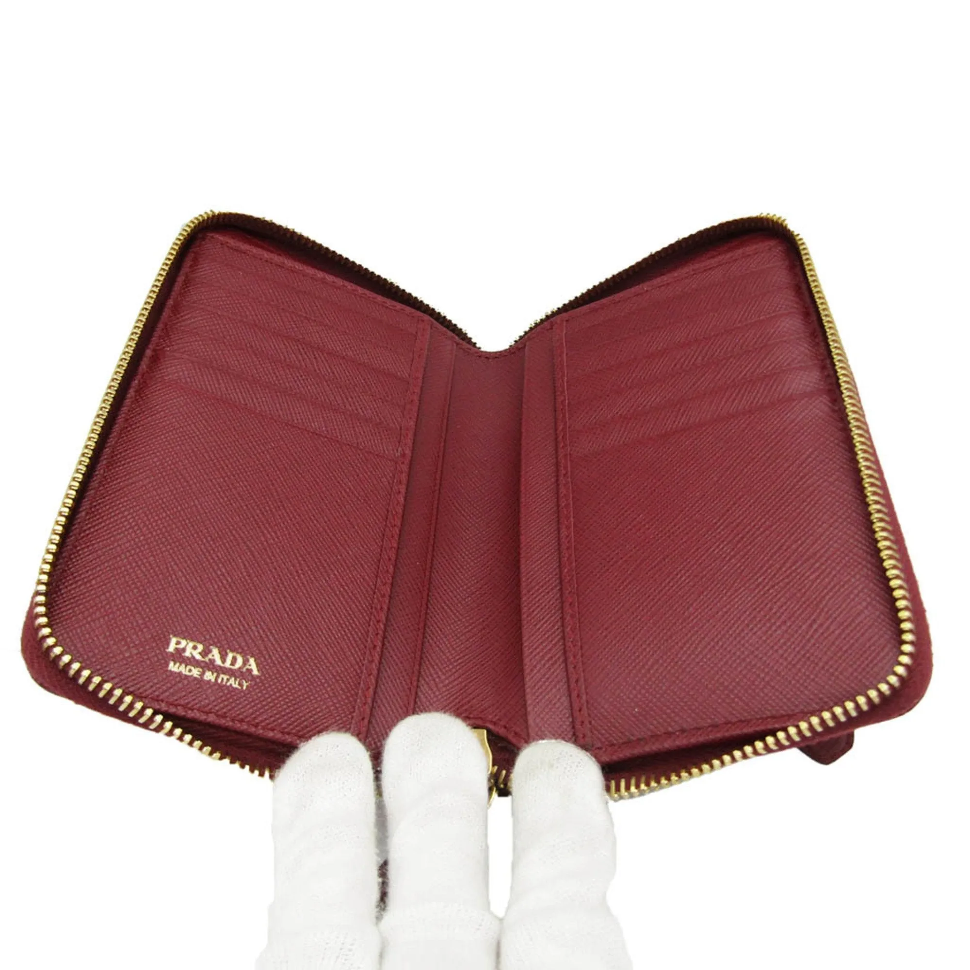 Prada Saffiano Burgundy Leather Accessories