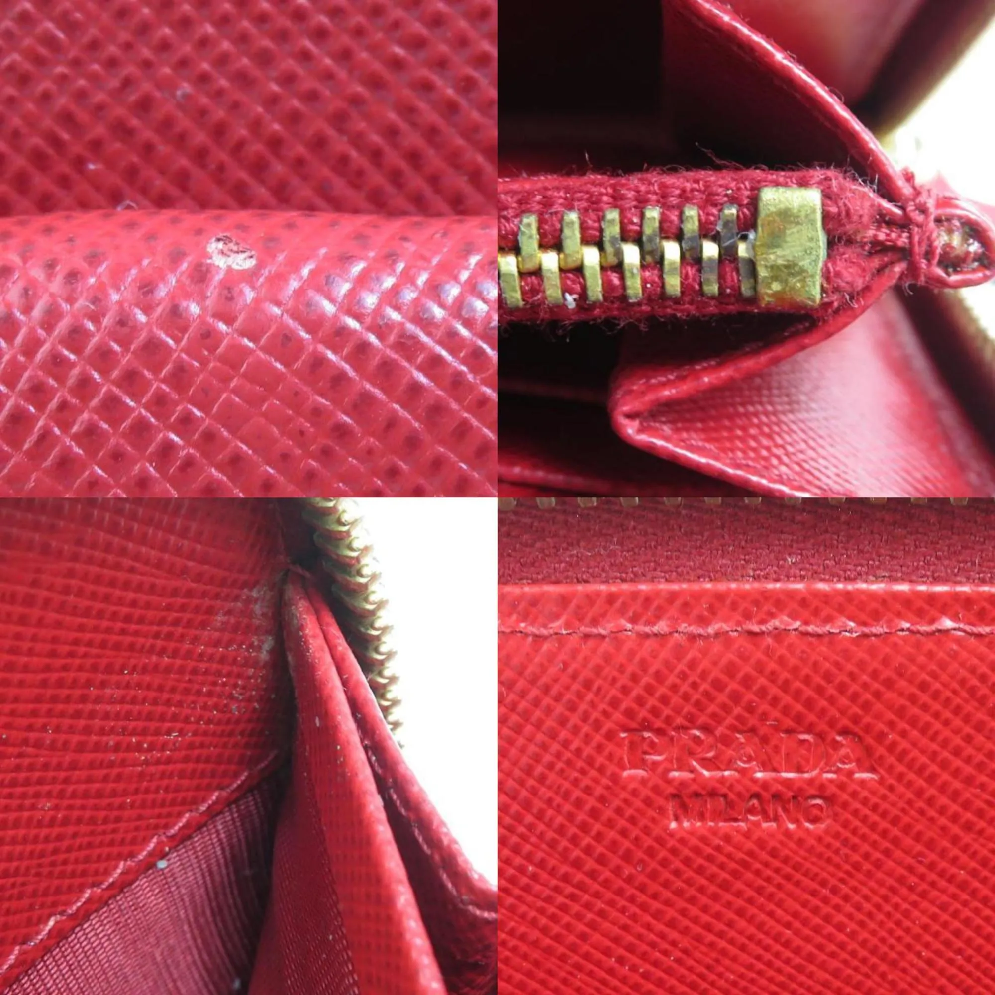 Prada Saffiano Red Leather Accessories