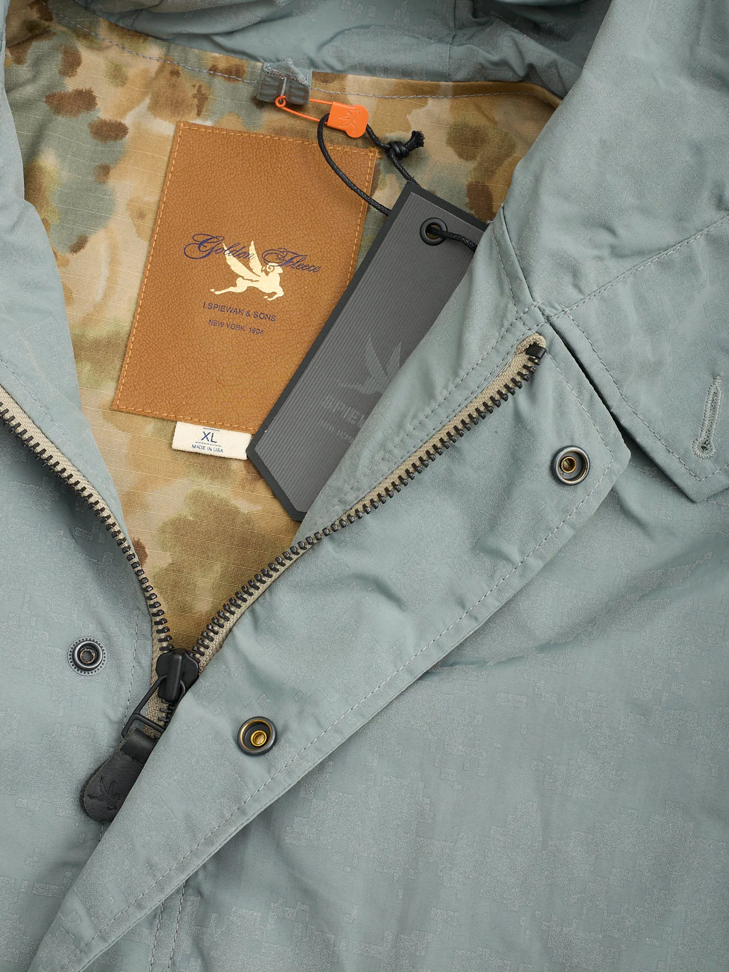SPIEWAK & SONS Golden Fleece Gray Reflective Camo Nylon Jacket Parka XL USA Made